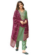 Sanisa Womens Cotton Blend Sequence Embroidery Work Straight Kurta with Pant and Dupatta Set| Ethnic Set | Suit Set | Kurta Set