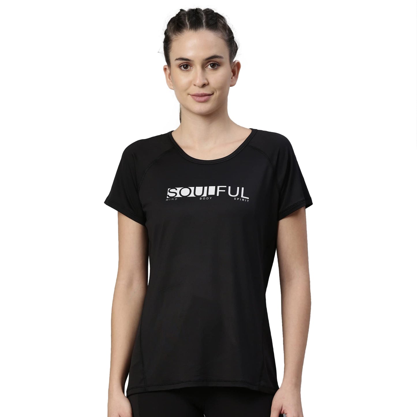 Enamor Athleisure Womens Polyester Relaxed Fit Long Length Raglan Sleeves Scoop Neck Quick Dry 4 Way Stretch Antimicrobial Grap