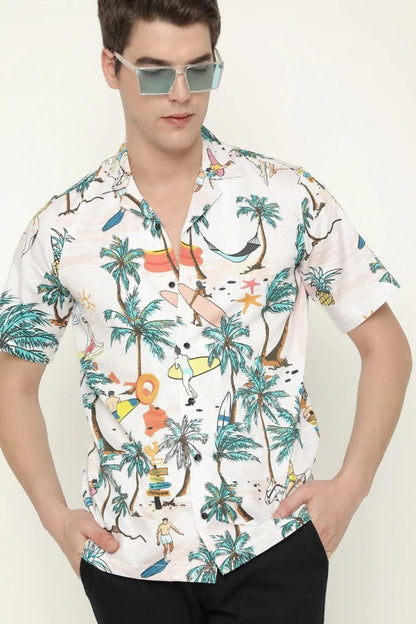 Leriya Fashion Shirt For Men | Rayon Multi Printed Shirt Sleeves Shirts | Cool Shirt For Men | Beach Shirts For Men | Hawaiian S