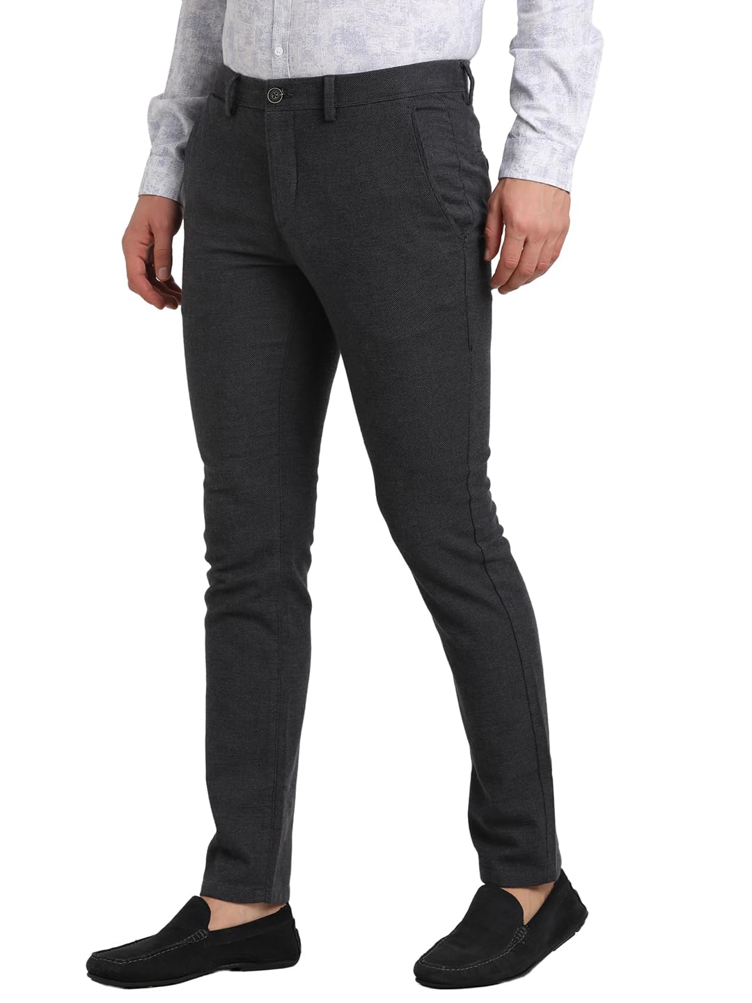 Turtle Men Cotton Stretch Narrow Fit Charcoal Checkered Flat Front Casual Trouser || Pant || Mens Trouser