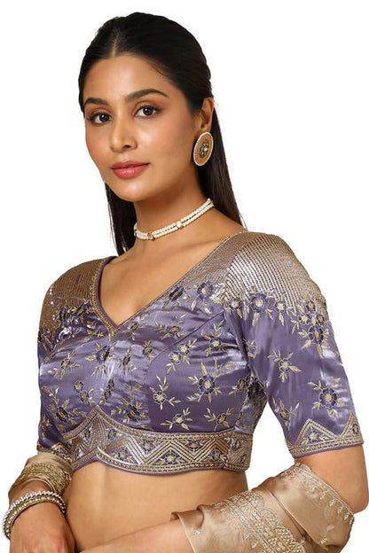 Soch Womens Lavender Organza Embellished Blouse With Sequins