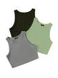 Toochki Tops for Woman | Spandex Top | Crop | Short | Western | for Jeans | Sleeveless | Stretchable | Pack of Three | Grey-Pist
