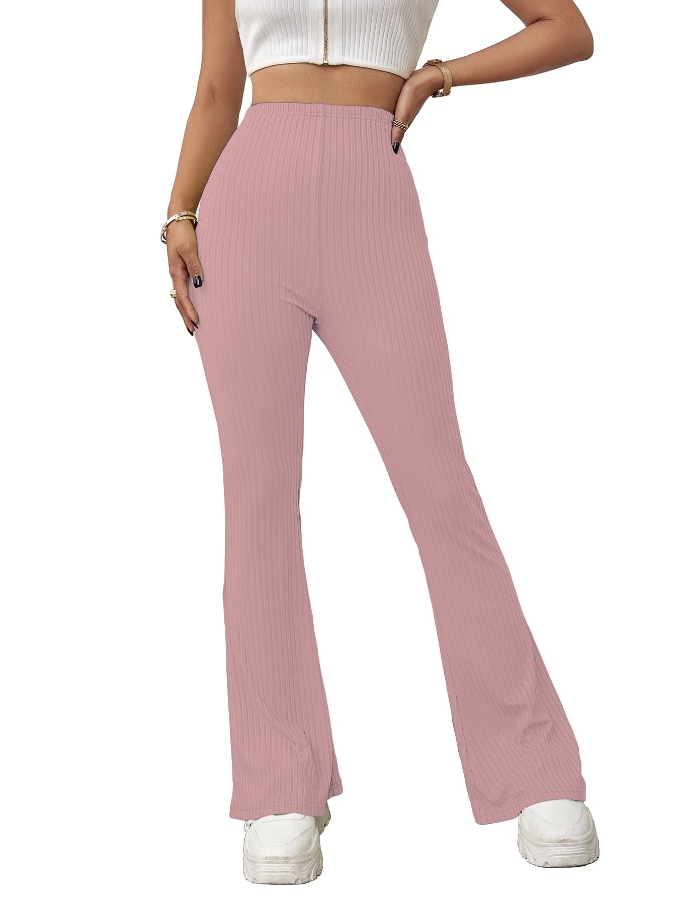 Shasmi Peach Womens Yoga Dress Pants Stretchy Work Slacks Business Casual Office Flare Bell-Bottom/Boot-Cut Elastic Waist Regul