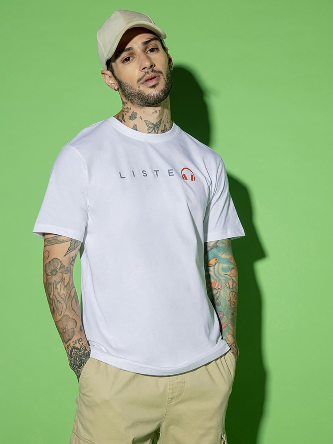 Bewakoof Mens Printed Regular Fit Half Sleeve Round Neck Cotton T-Shirt