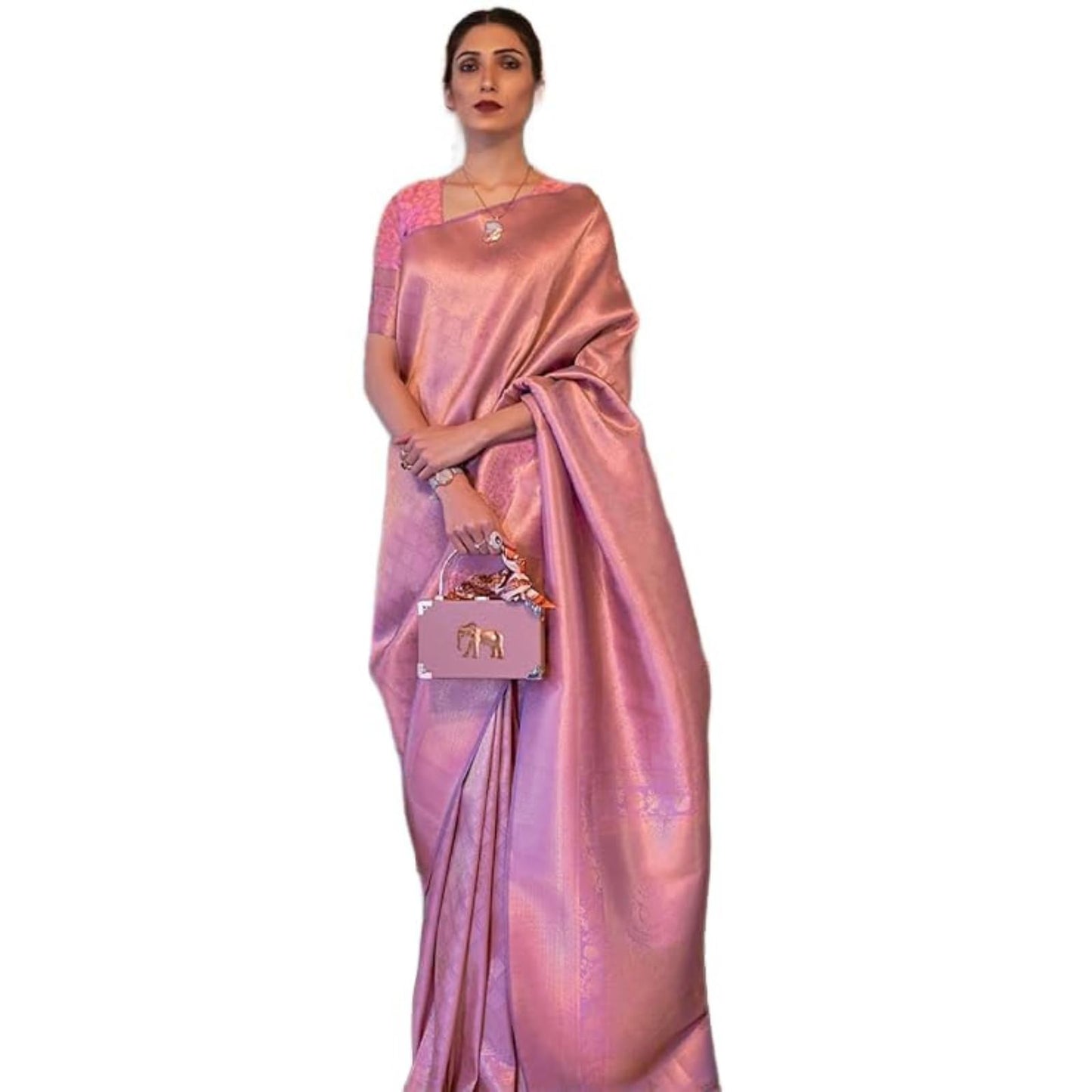 Madhuhansh WomenS Kanjivaram Banarasi Silk Saree Zari Woven For Festival Wedding With Rich Pallu Design And Unstitched Blouse P