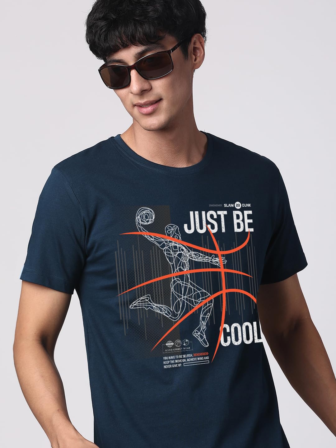 ADRO Men's Graphic Printed 100% Cotton T-Shirt - Regular Fit, Printed T-Shirts for Men (RN24-BCL-SB_Teal)