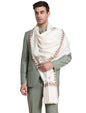 Weavers Villa Mens Acro Wool Blend Hand Embroidery Threadwork Shawl - Handloom Paisley - Stoles for Men - Gents Shawls - Soft &