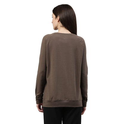 Enamor E079 Crew Neck Stretch Cotton Basic Sweatshirt for Women with Long Sleeves