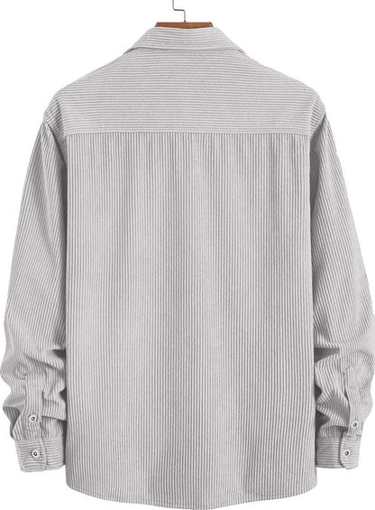 Deelmo MenS Full Sleeve Corduroy Shirt | Stylish Textured Casual Button-Down Shacket For Autumn Winter | Dual Pocket Front Desig