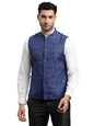 Turtle Men Terry Rayon PRINTS Slim Fit Blue Nehru Jacket