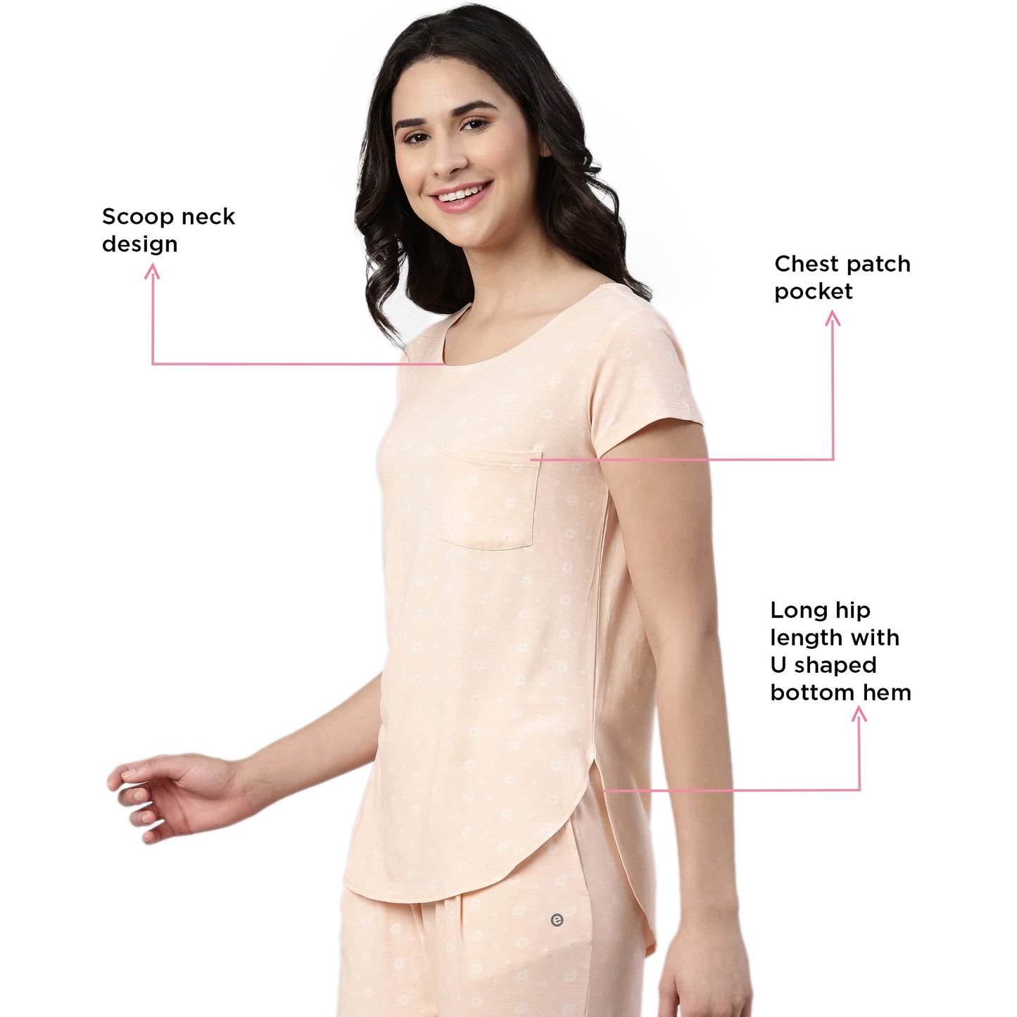 Enamor EC16 Home Tee and Capri Set for Women with All Over Print