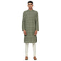 Fabindia Men Cotton Geometric Long Kurta Olive_S