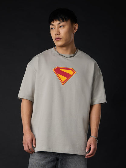 The Souled Store Superman: Take Me Home Men and Boys Short Sleeves Round Neck Grey Graphic Printed Cotton Drop Shoulder Lightwei