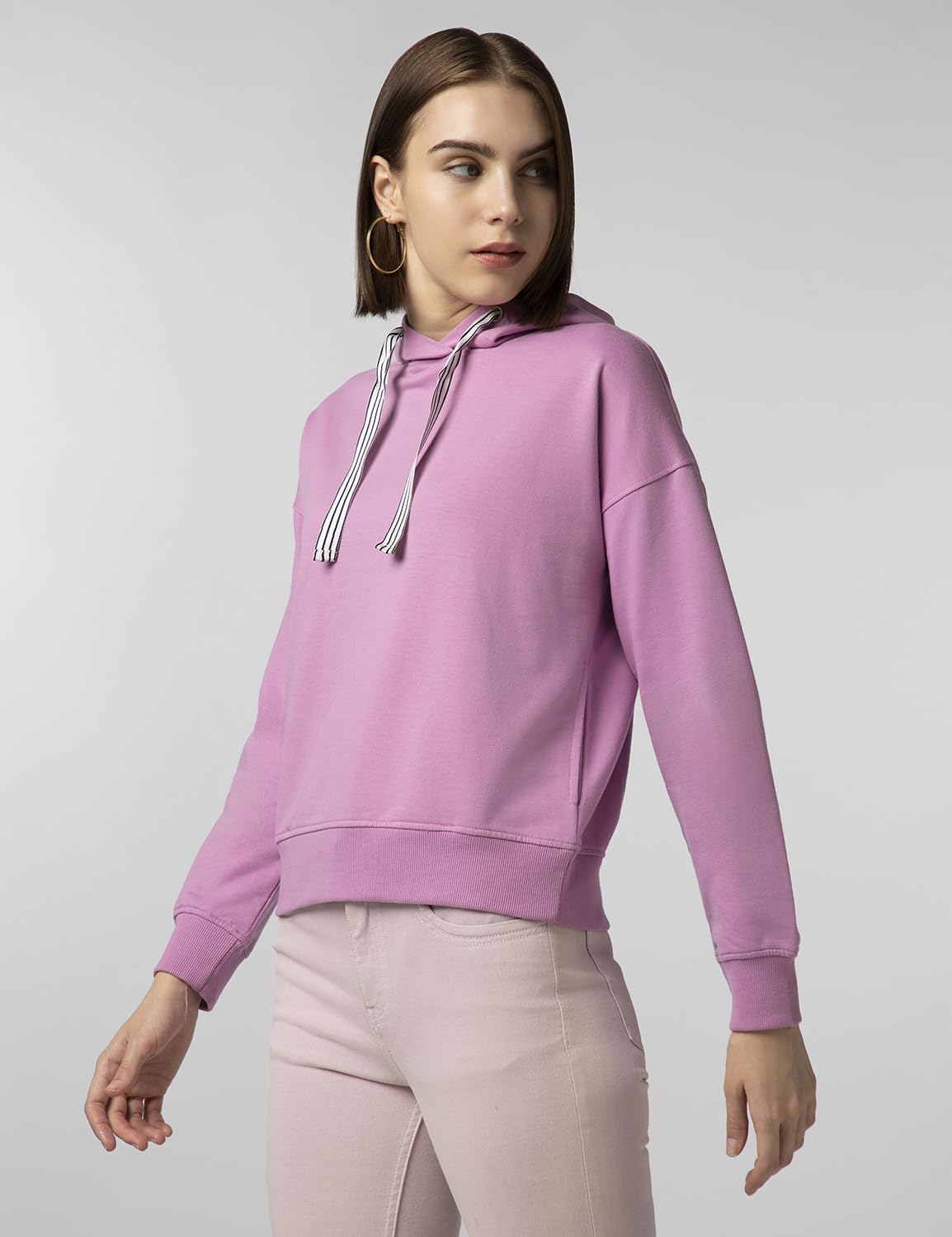FYLTR Womens Casual Hoodie with Stripe Tape - Rib Hem & Cuff | Drop Shoulder | Casual Winterwear for Women