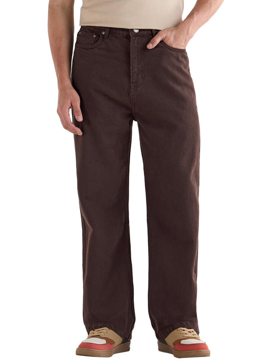 Bewakoof Mens Solid Baggy Fit Cotton Jeans_624673_Brown_36