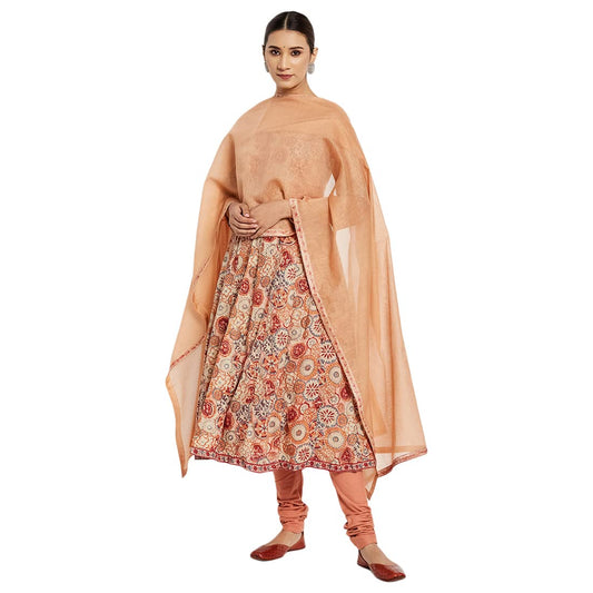 Fabindia Women Printed 3 Piece Kurta Set Cotton_Pink