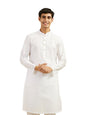 DIWAS BY MANYAVAR Mens Cotton Self Design Kurta (White,XL)