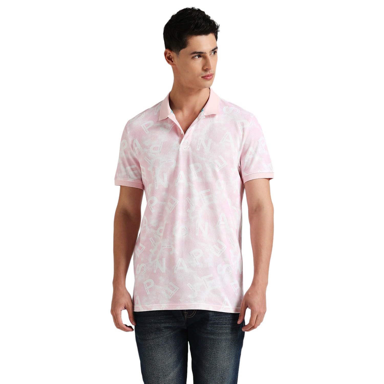 Pepe Jeans MenS Letter Print Regular Fit T-Shirt (Pm542182_Pink