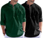Hemrin Combo Of Men Solid Cotton Blend Straight Kurta Shirt Pack Of 2
