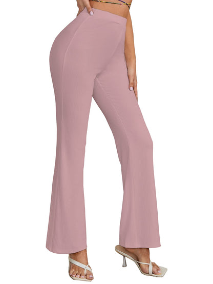 Shasmi Peach Womens Yoga Dress Pants Stretchy Work Slacks Business Casual Office Bell-Bottom/Boot-Cut Elastic Waist Regular Fit