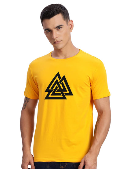 ADRO Triangle Mens Printed T-Shirt (RNR-M-TKT-MU_Mustard)