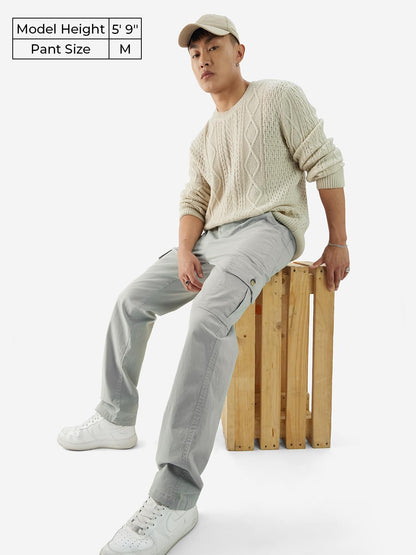 The Souled StoreSolids: Ice GreyMen Cargo Pants