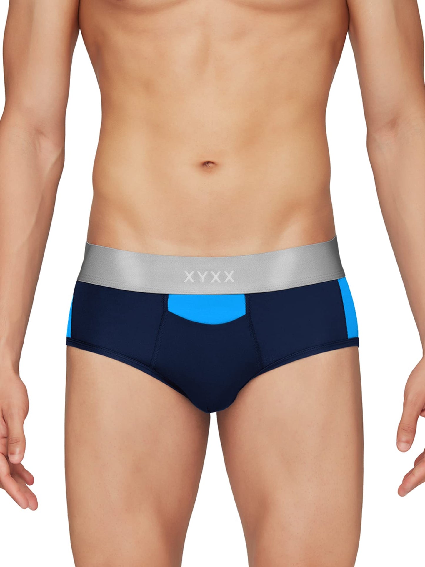 XYXX Mens Underwear Dualist IntelliSoft Antimicrobial Micro Modal Brief Pack of 2 (Brilliant Blue & Black Iris ; Black Iris & B