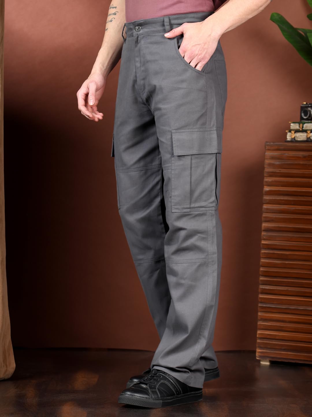 Kotty MenS Cargo Pants | Cotton Cargo Pants For Men | Comfortable & Stylish Cargos(Grey,28)