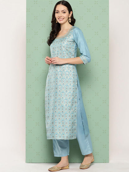 Libas WomenS Silk Blend Kurta Sets (48103_Blue