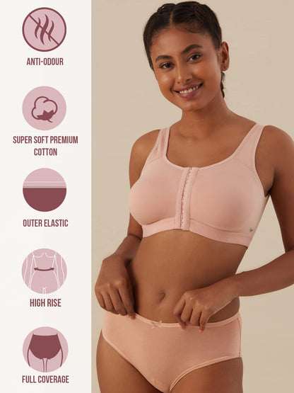 Nykd (Nyp036 All Nude Cotton Full Brief Panty Set For Women (Pack Of 3) | High Waist Full Coverage Underwear With Anti Odour Tec