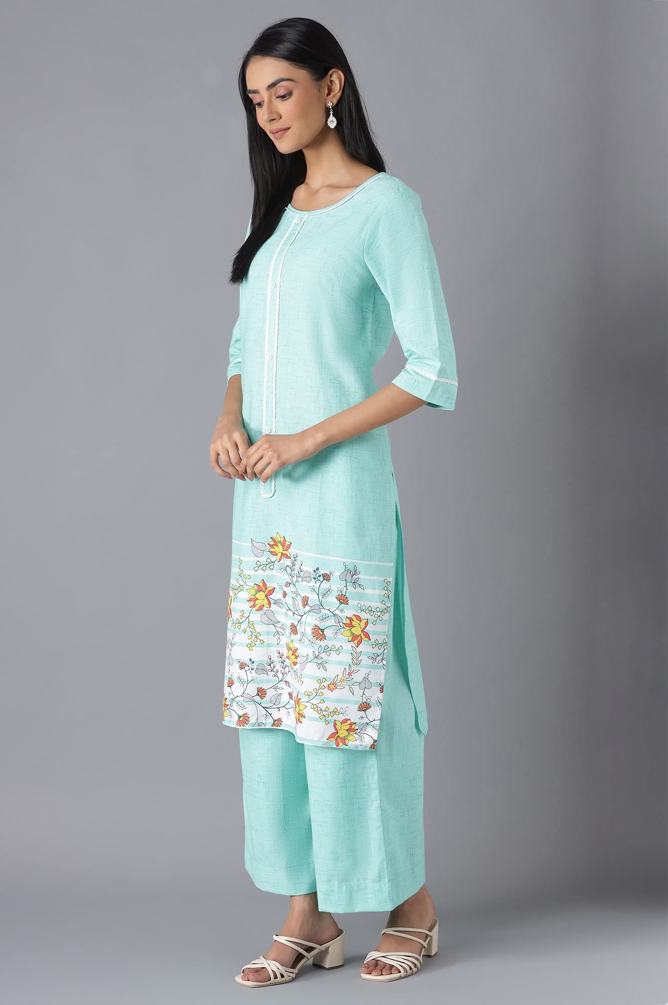 Aurelia Women Floral Print Viscose Kurta Set with Trousers