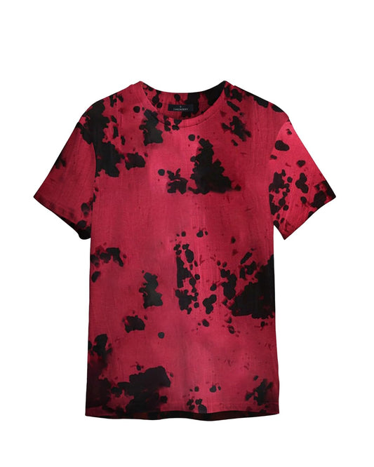 Juneberry Cotton Blend Regular Fit Half Sleeves Round Neck Tie & Dye T-Shirt For Women (Maroon)