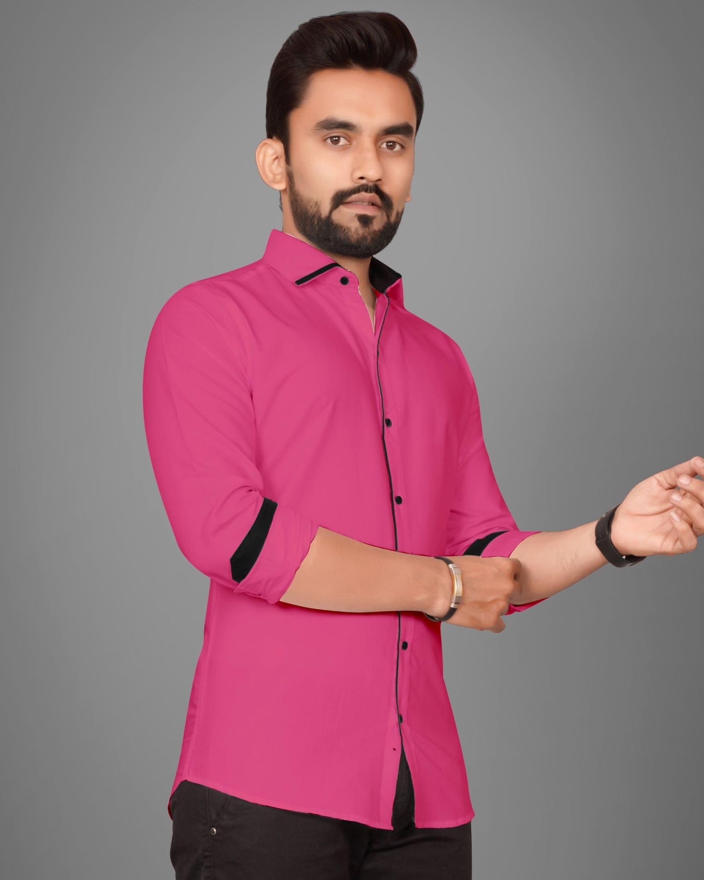 Besix MenS Rayon Blend Solid Shirt With Spread Collared Full Sleeve Button Closure Curved Hem Straight Length | Shirts For Men