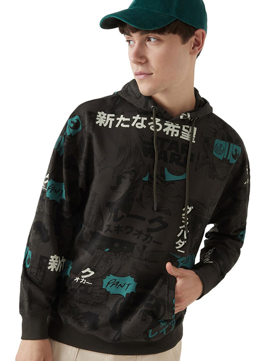 Bewakoof Official Star Wars Merchandise Mens Graphic Printed Oversized Fit Full Sleeve Hooded Poly Cotton Hoodies_644651_Brown_