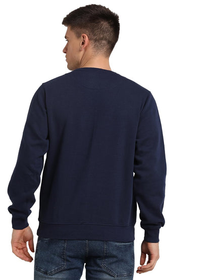 Turtle Men Knitted Slim Fit Full Sleeve Blue Sweatshirt