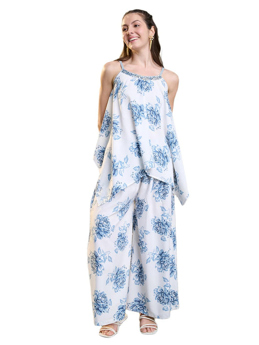 Stylum Womens Floral Printed Rayon Kurti Palazzo Set
