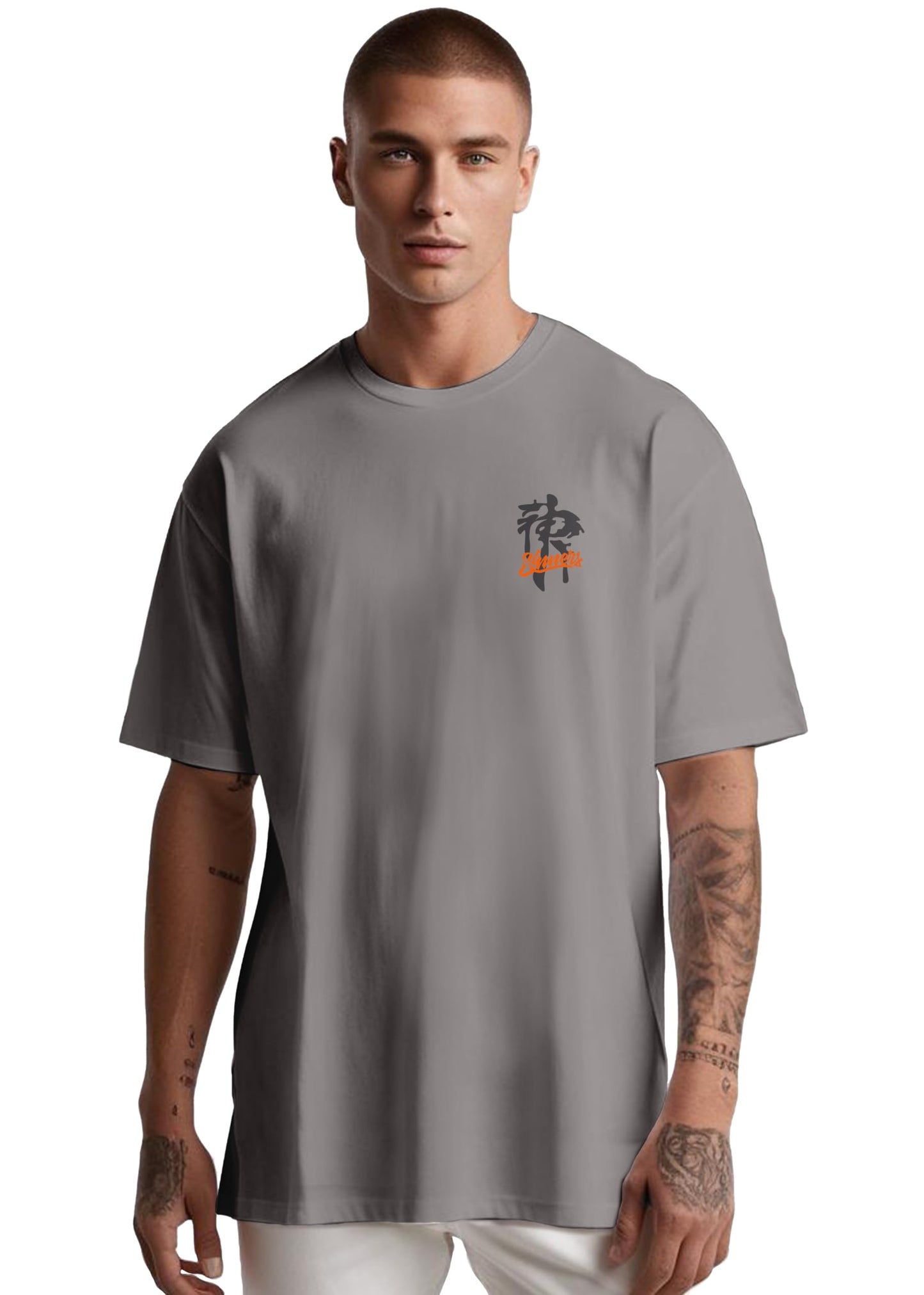 Peppyzone Mens Oversized Fit T-Shirt (PZ-OST-Trendy50_Grey