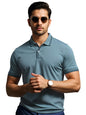 Mens Premium Cotton Polo T-Shirt | 220 GSM Soft Fabric | Casual Stylish Look | Contrast Collar Design Shadow Blue Polo T Shirt |
