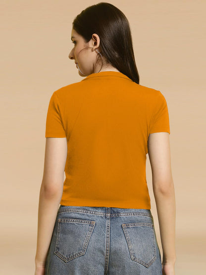 Tee Projekt Solid Stylish Casual Slim Fit Top & Tunic for Women & Girls ll College Top & T-Shirt for Women