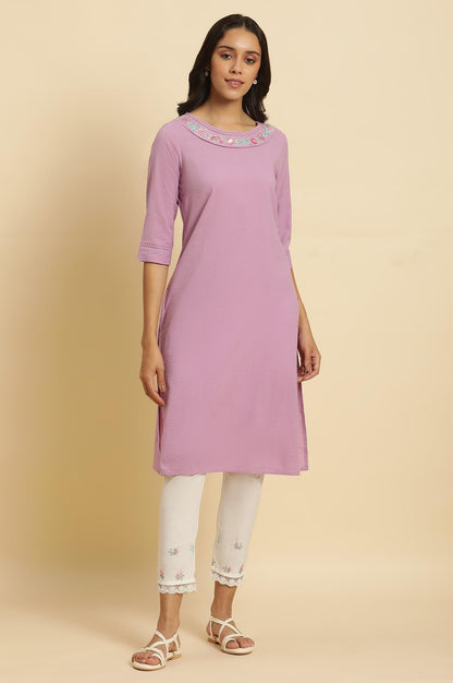 W For Woman WomenS Cotton Solid Regular Kurta (23Auw10131-220210_Lilac