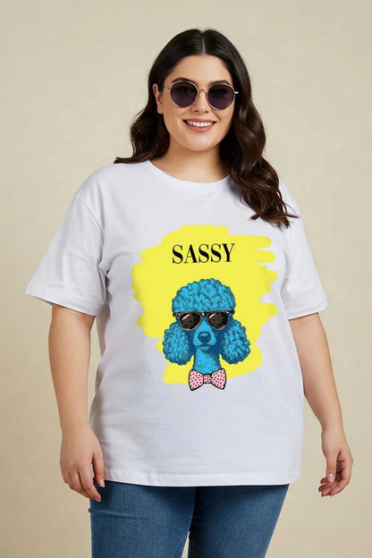 Juneberry 100% Pure Cotton Oversized Baggy Fit Cool Front Chest Graphic Printed Half Sleeve Plus Size T-Shirt For Women & Girls