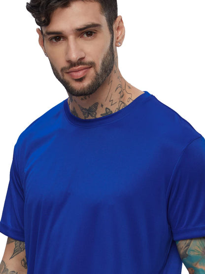 The Souled Store Solids: Blue Mens and Boys Regular fit Solid Half Sleeve Polyester Blue Color Jerseys