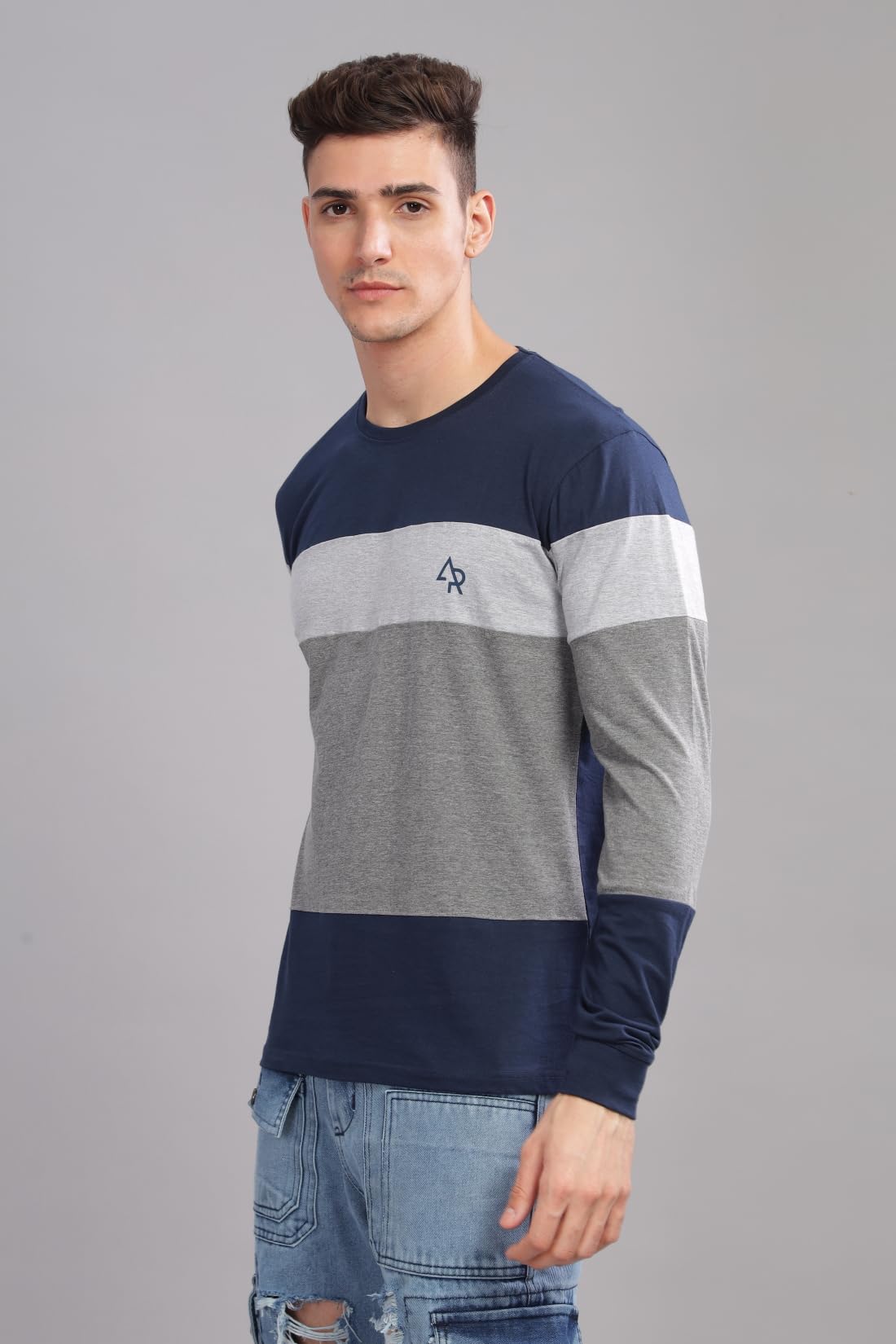 ADRO Full Sleeve Tshirt for Men | Colorblock T Shirt for Men | 100% Cotton Tshirt | Full Sleeve T-Shirt | Mens Full Sleeves T Sh