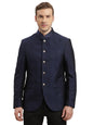 Turtle Men Terry Rayon Regular Fit Blue Jacquard Print Blazer