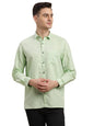 Turtle Men Cotton Linen Regular Fit Full Sleeve Pista Green Formal Shirt