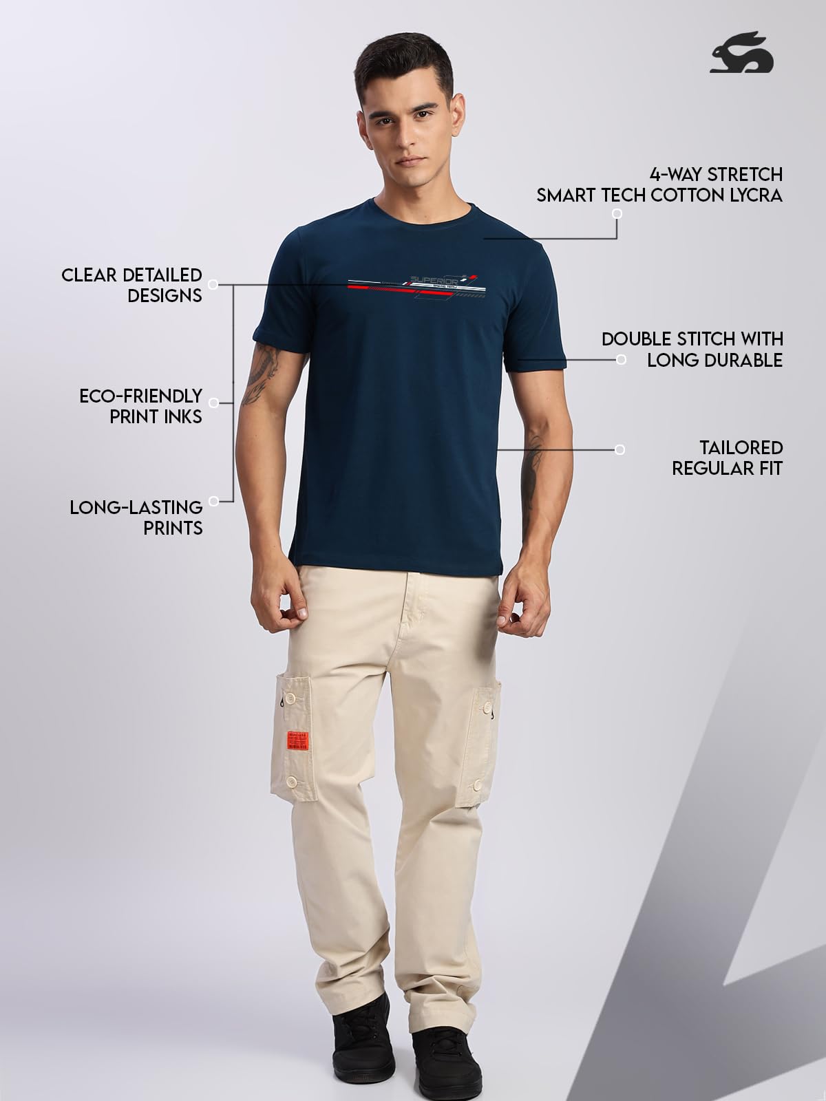 ADRO Men's Graphic Printed 100% Cotton T-Shirt - Regular Fit, Printed T-Shirts for Men (RN24-RAC-SB_Teal)