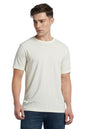 Dennis Lingo Men Cotton-Blend Regular Fit Solid Textured T-Shirt Off White