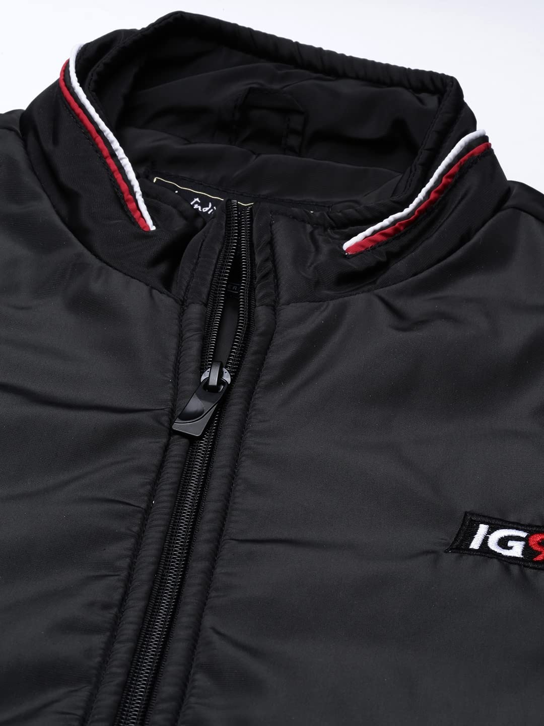 The Indian Garage Co Men Black Slim Fit Solid Bomber Jacket
