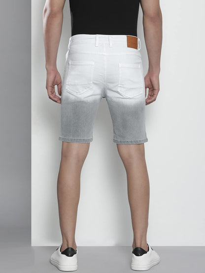 The Indian Garage Co Men Slim Fit Two Toned Mid-Rise Denim Shorts