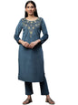 Aurelia Red Floral Printed Winter Kurta and Pants Set (Size: M)-24NOAS14749-507364